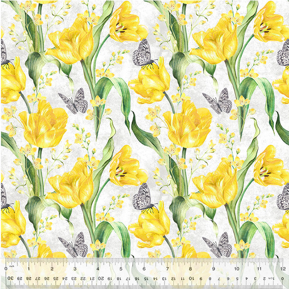 Tulip Fields by Whistler Studio 54161-1 Tulip Fields White | SOLD BY THE HALF-YARD